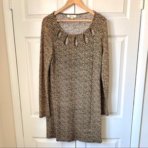 Aryeh Black and Tan Bodycon Pattern Dress